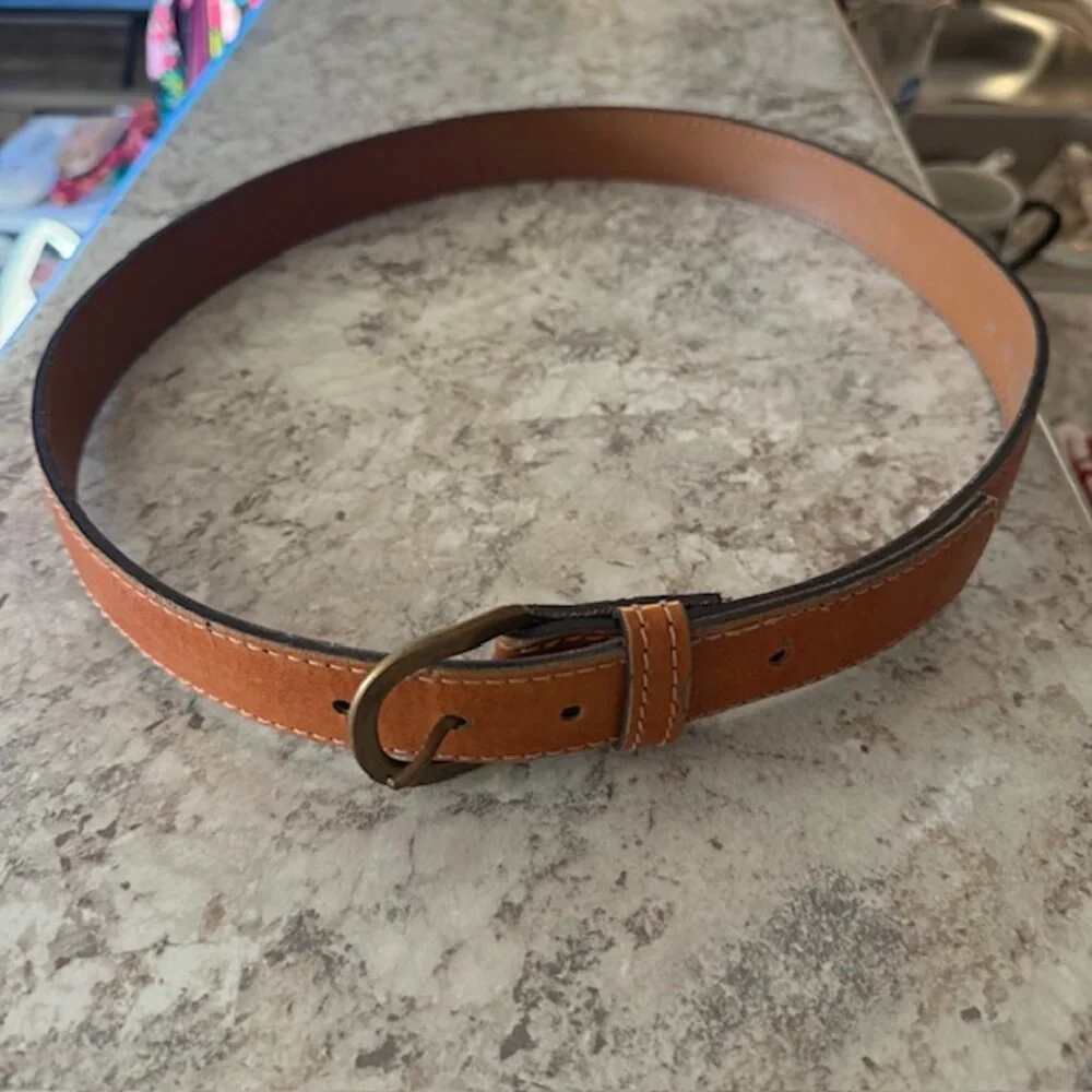 Haband Light Brown Full Grain Italian Leather Dress Belt - Men's Size 38